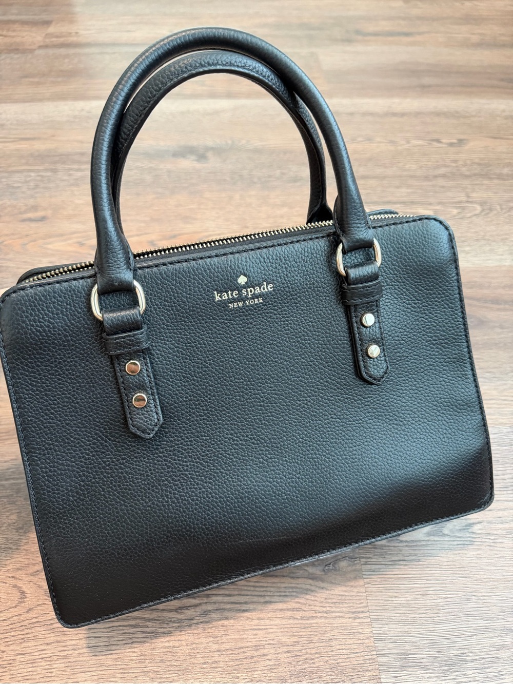 Kate Spade New York Mulberry Street Lise Black Pebbled Leather Satchel Handbag